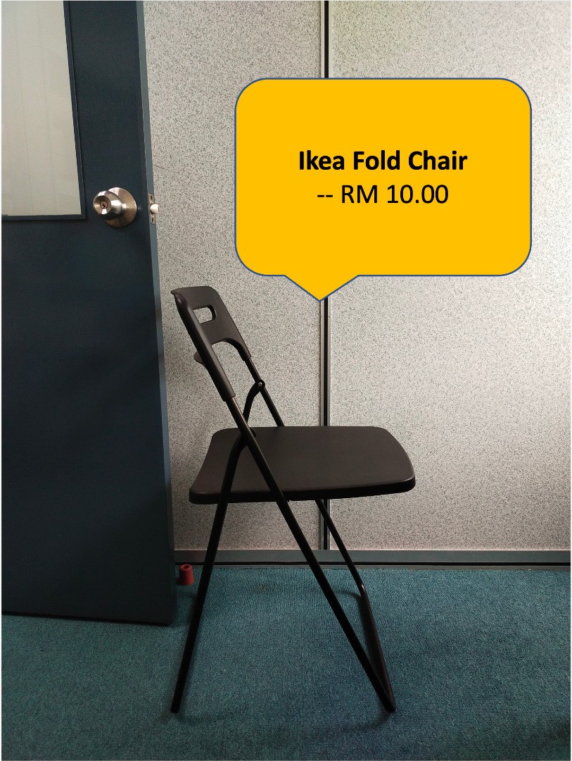 Ikea black fold chair, Furniture & Home Living, Furniture, Chairs on
