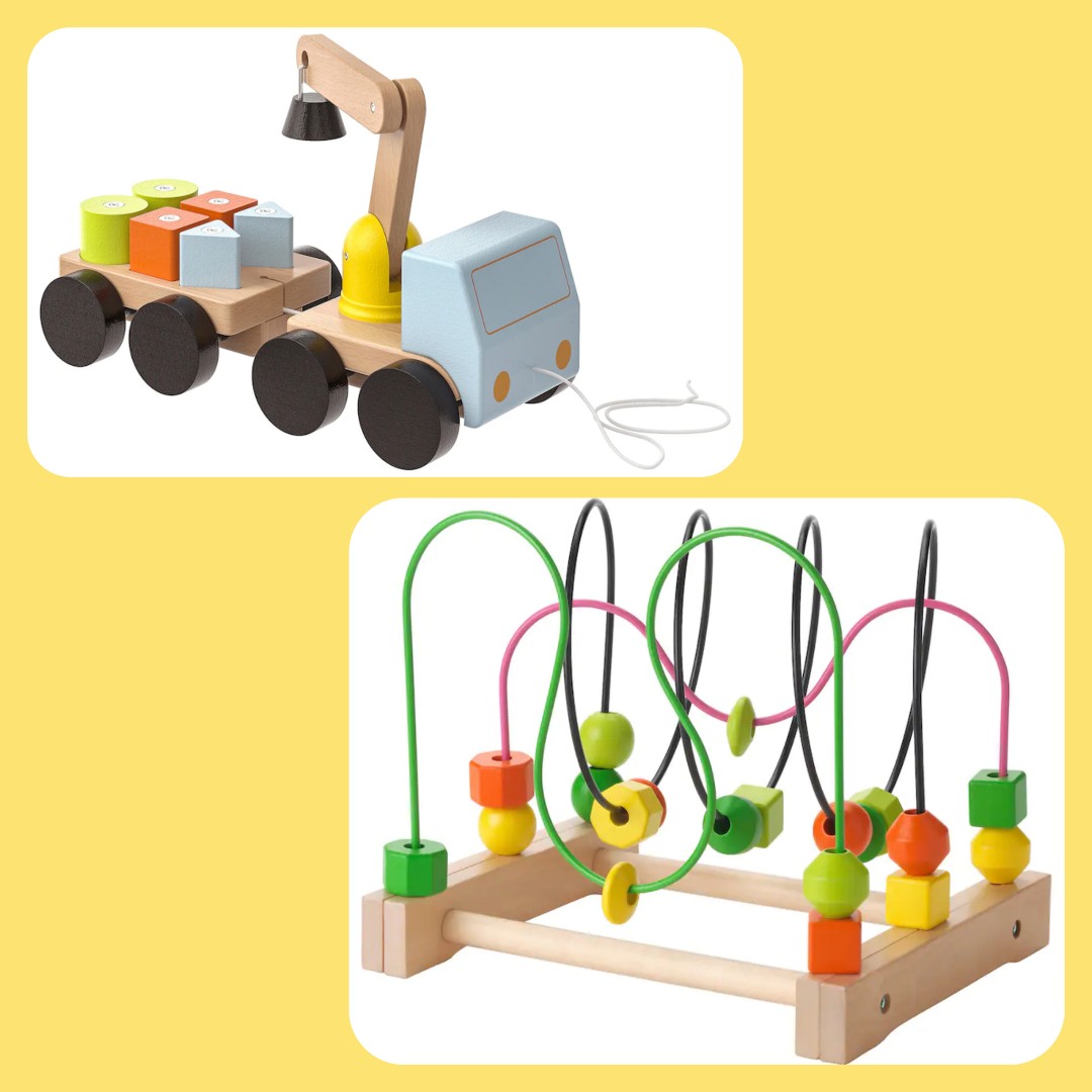 IKEA wooden toys bead maze roller coaster shape sorter pullalong