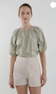 Klarra bubble sleeve top in sage XS