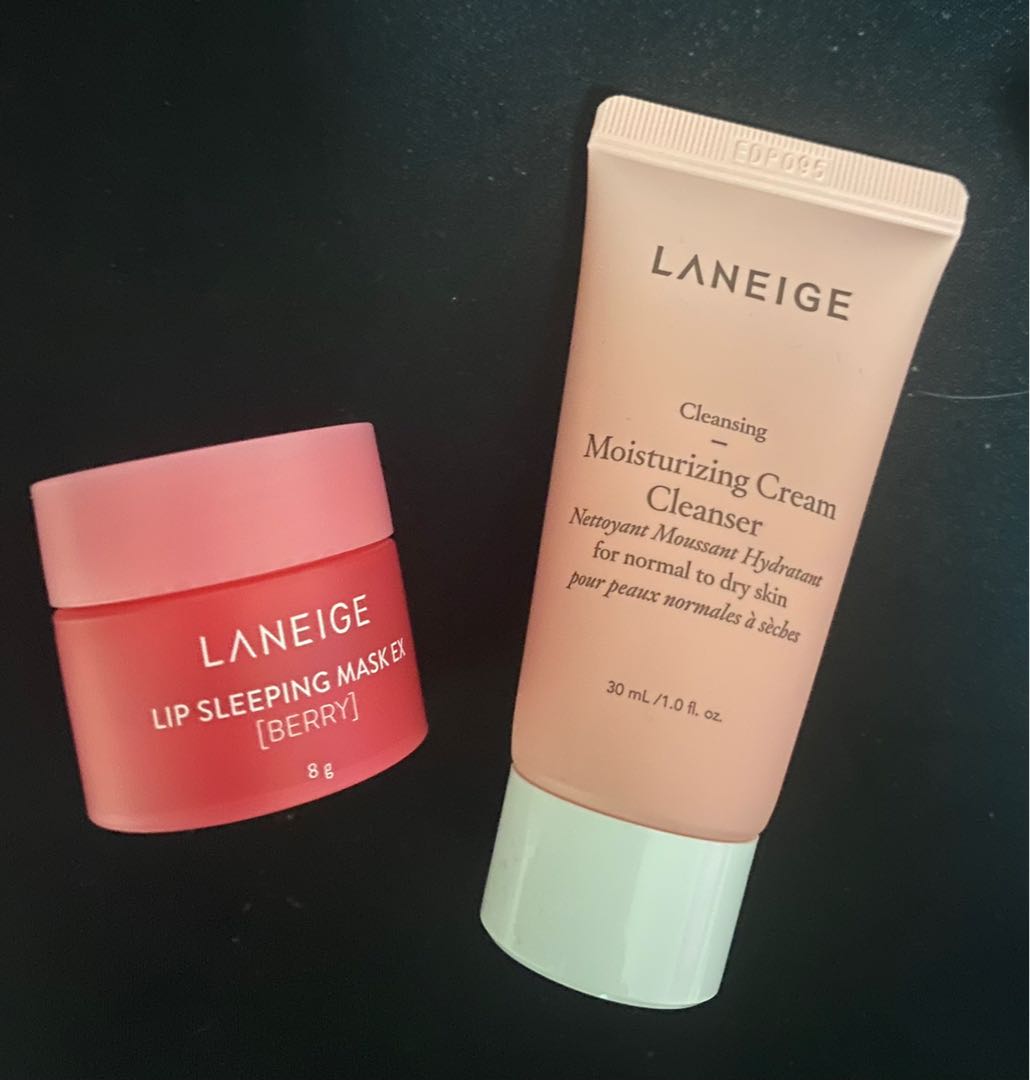 LANEIGE MOISTURIZING CREAM CLEANSER + LIP SLEEPING MASK, Beauty