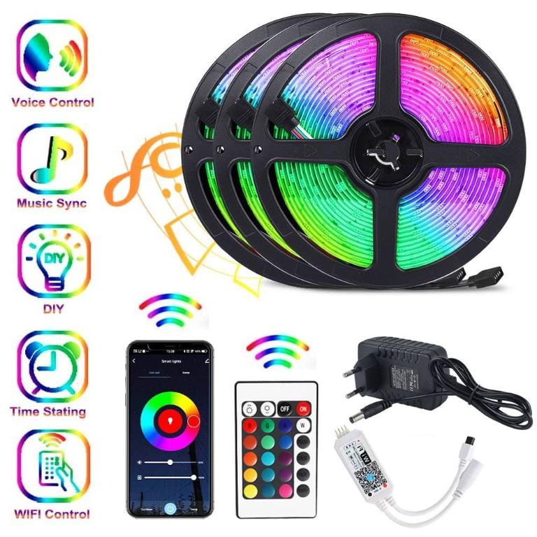 Led Light Strip Bluetooth, 5050 strips with App Phone, IR Remote,  Waterproof, RGB Color, Waterproof, Furniture & Home Living, Lighting &  Fans, Lighting on Carousell