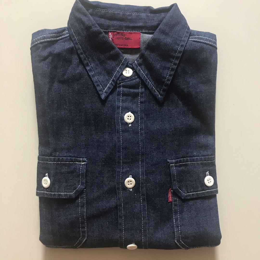 Levis red tabs denim shirt, Fesyen 