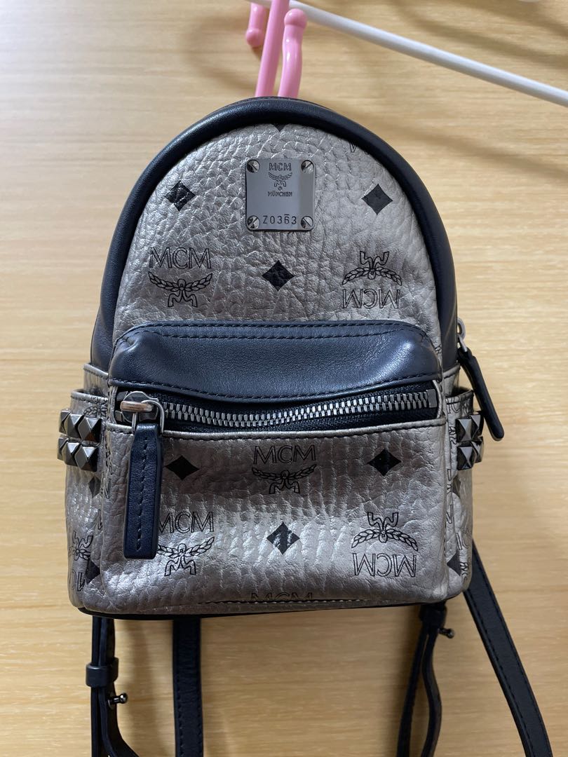 mcm silver backpack
