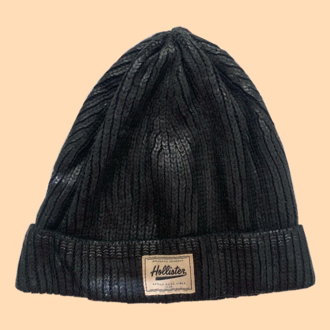 Metallic Black Beanie by Hollister 