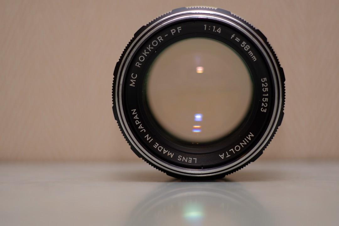 Minolta MC ROKKOR- PF 58mm f1.4, 攝影器材, 鏡頭及裝備- Carousell