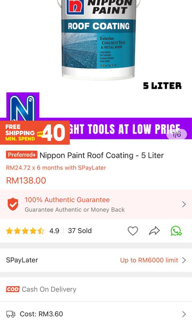 Nippon Paint Roof Coating Furniture Home Living Gardening