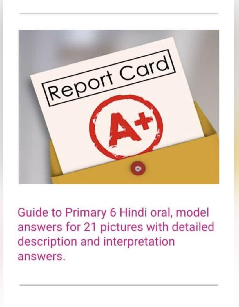 PSLE HINDI ORAL PRACTICE BOOKLET/ P6 Hindi ORAL PRACTICE BOOK/ PSLE