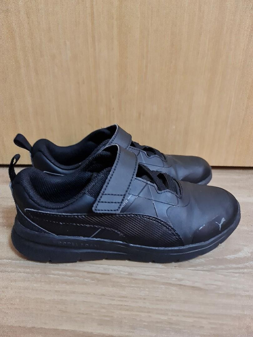 Puma kids velcro black school shoes