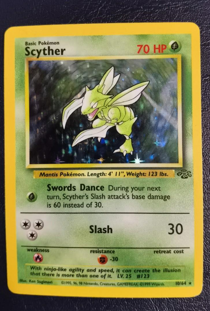 PTCG Scyther Pokemon Card Rare Holo Jungle 10/64, 興趣及遊戲, 收藏