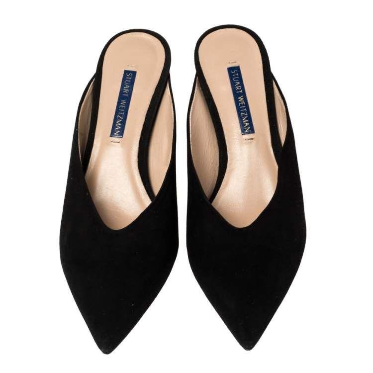 Stuart Weitzman Black Suede Lulah Mule