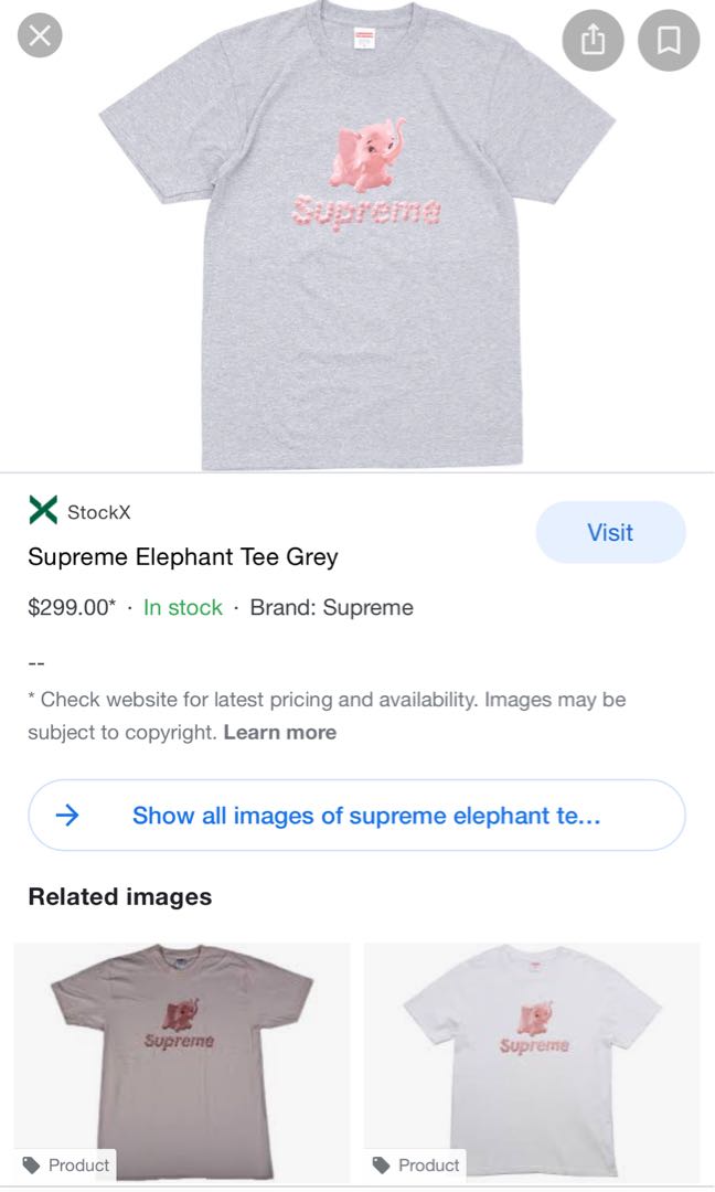 supreme elephant tee ss17, Men's 