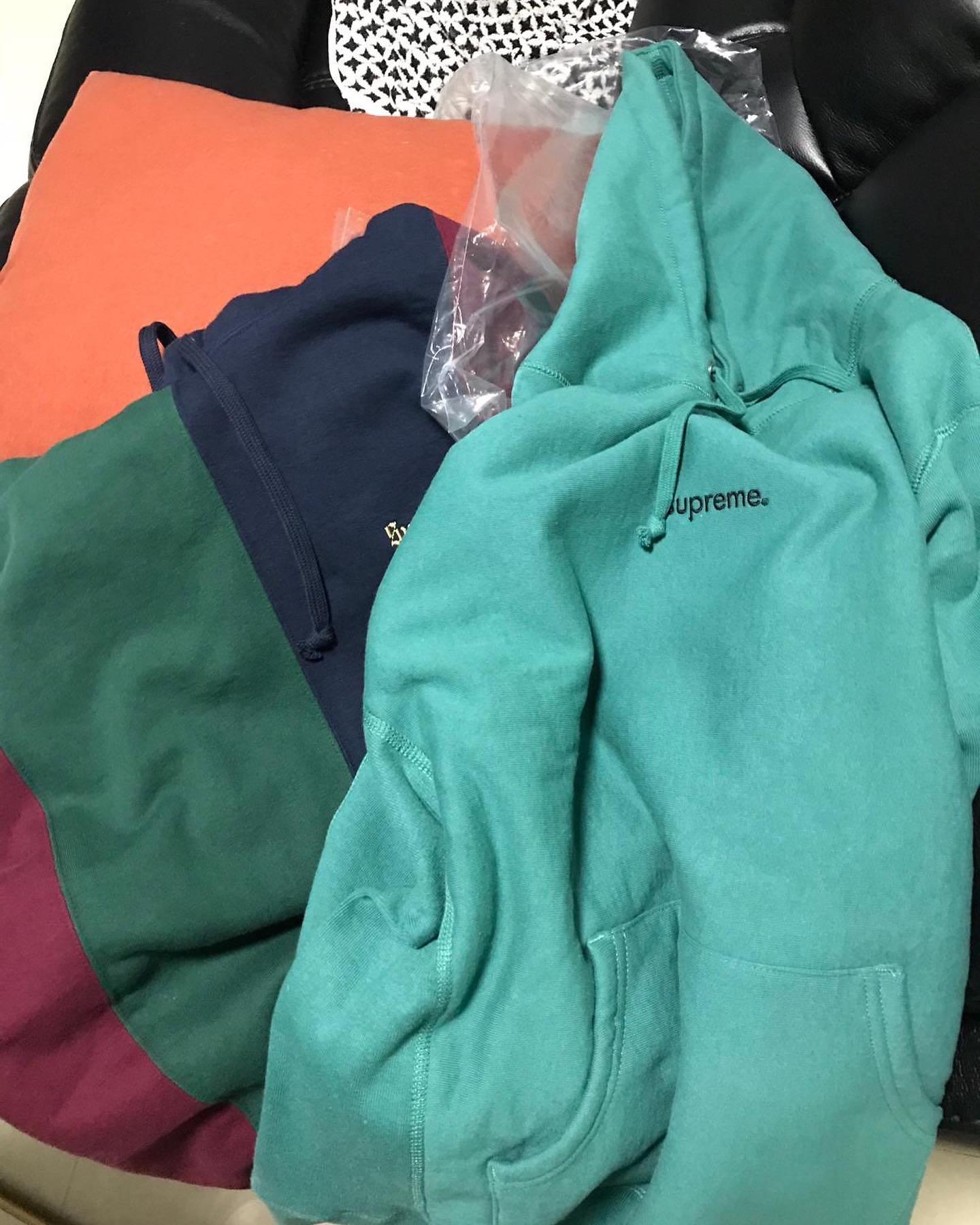 Supreme trademark hooded sweatshirt dark teal sales