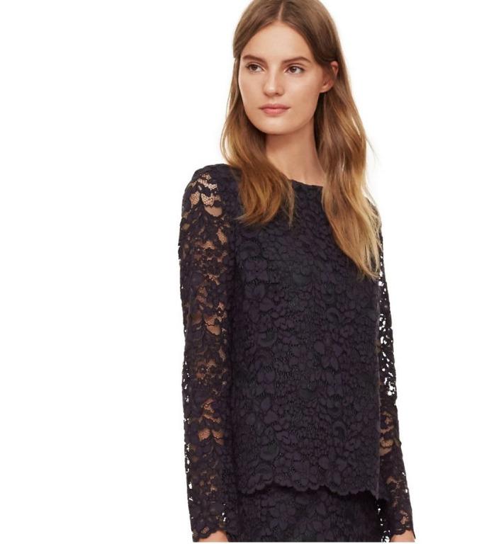 TORY BURCH Boatneck Lace Top, Women's Fashion, Tops, Blouses on Carousell