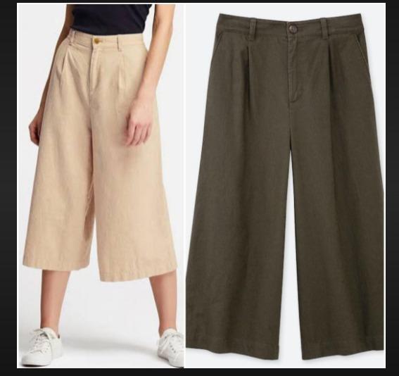 Uniqlo linen cotton wide cropped pants hot sale