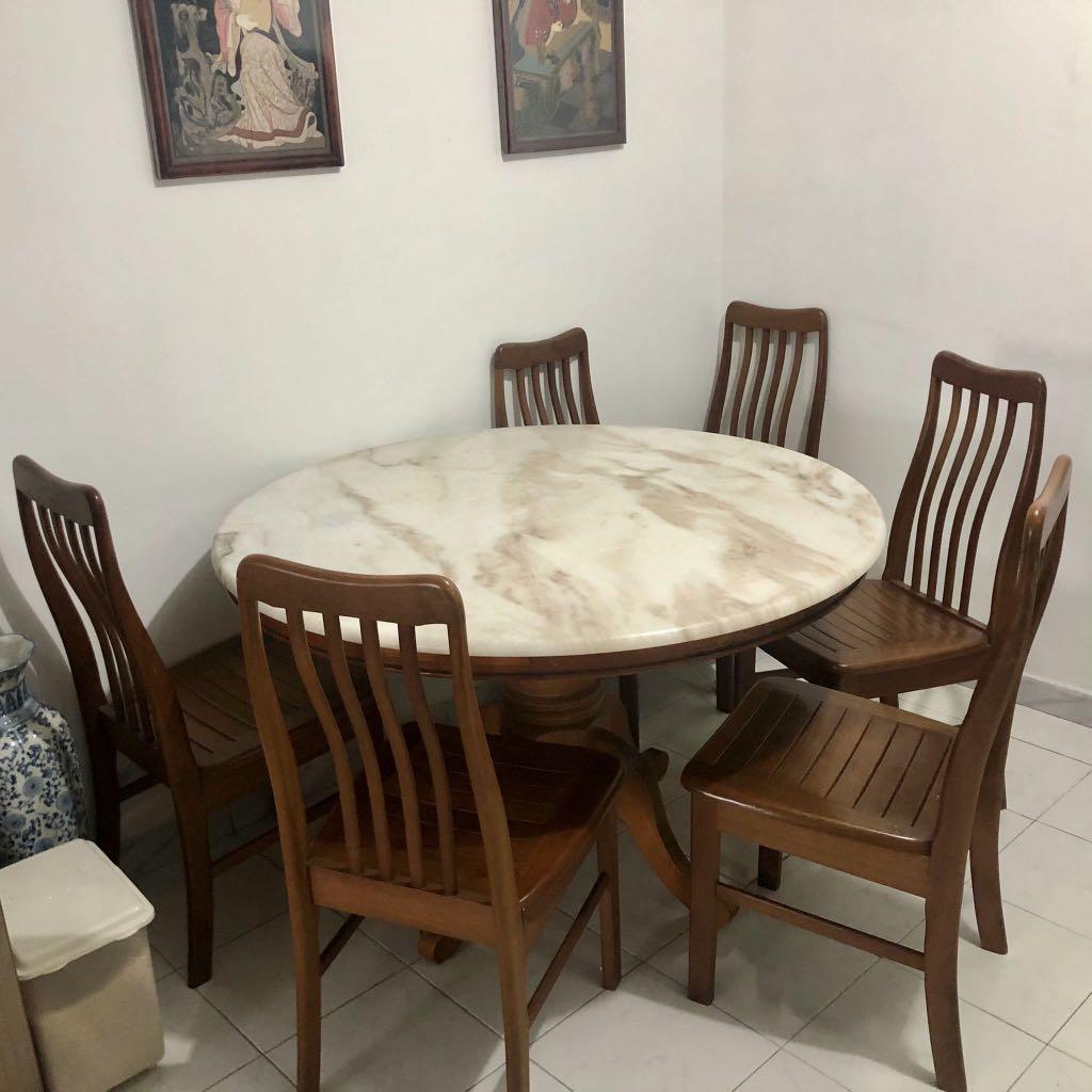 Used marble table, Furniture & Home Living, Furniture, Tables & Sets on