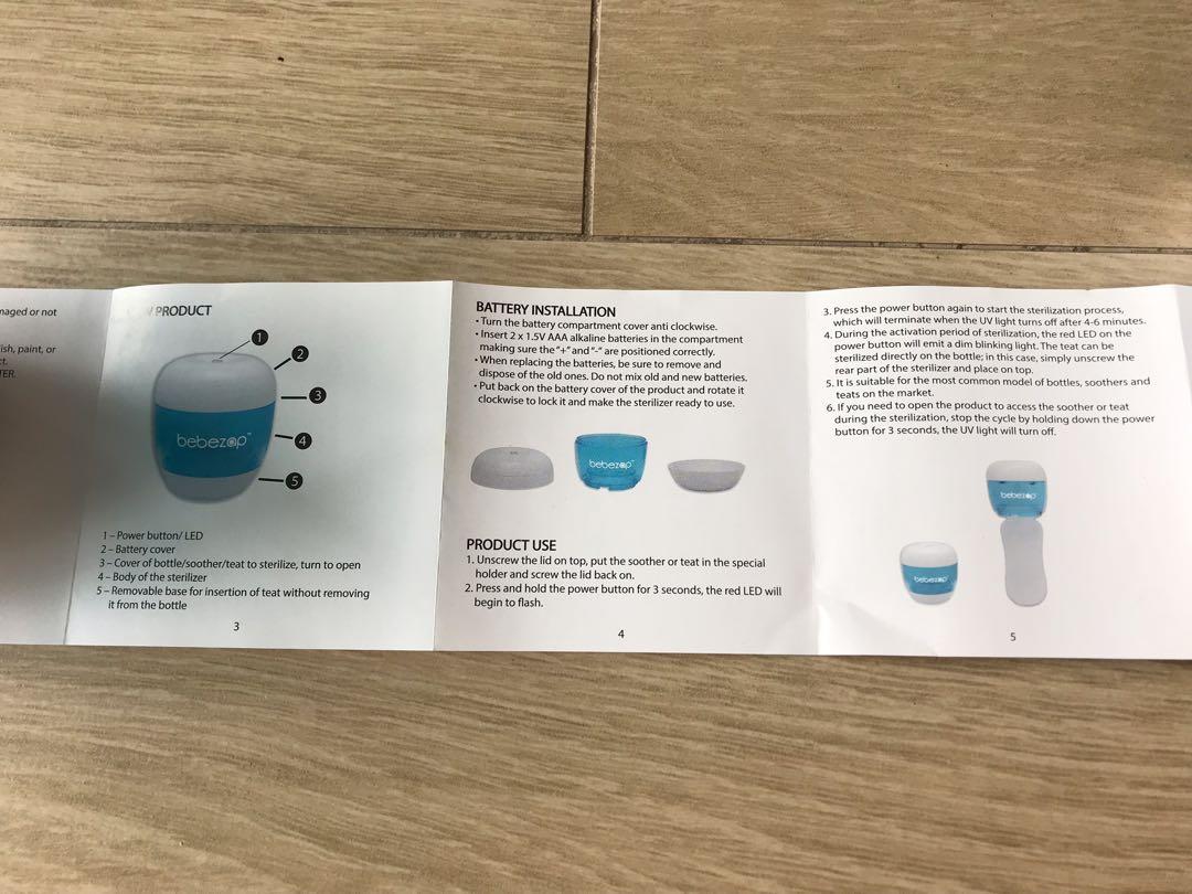 uv sterilizer baby portable bottle teat Pacifier soother (Category: Breastfeeding & Bottle Feeding) located in Singapore. Submitted by reikoling (Listing ID 1135300792, Image 3). Description: Brand new uv portable steriliser for bottle, teat and soother..