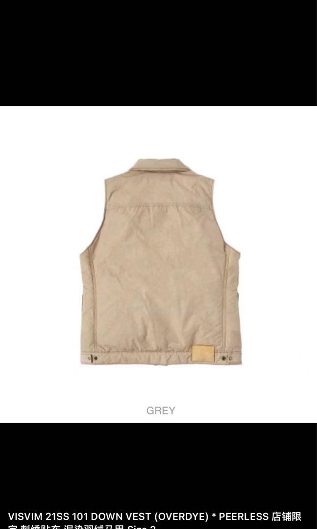 Visvim 21SS 101 down vest (mud dye) peerless 店舖限定, 名牌, 服裝