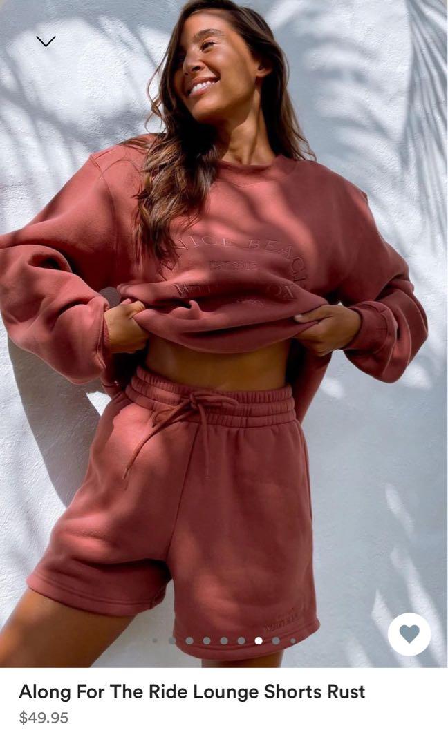 White Fox Boutique Along For The Ride Lounge Shorts in Rust