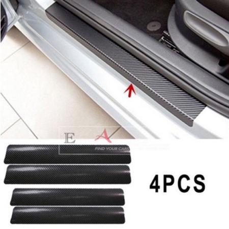 4pcs Black Carbon Fiber Car Door Sill Trim Sticker, Scratch-resistant  Protective Film For Universal Cars