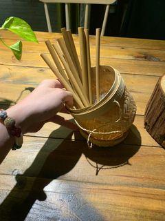 竹吸管 及 竹籃