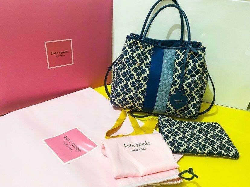 tas tote-bag Kate Spade New York Everything Spade Flower Jacquard Stripe  Medium Tote Cream Multi