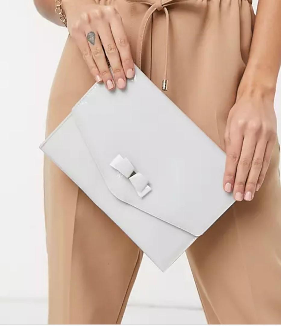 Authentic Ted Baker Bow envelope clutch bag in Grey Women s