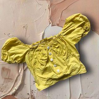 baby yellow puff sleeve croptop