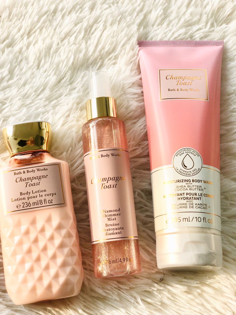 Bath & body works (full size) champagne toast set, Beauty ...