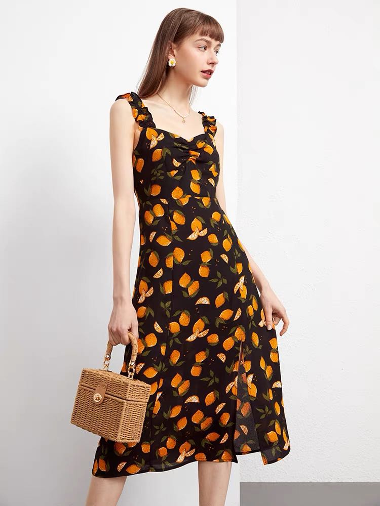 black and lemon dress