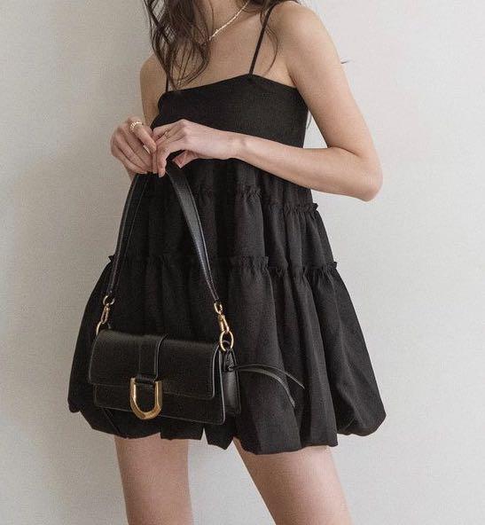black tiered babydoll dress spaghetti strap sleeveless impression affair sundown tiered dress