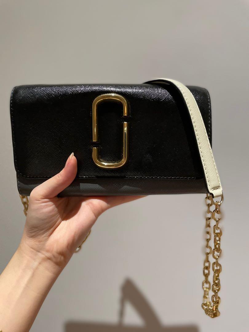 BN Marc by Marc Jacobs Camera Snapshot WOC wallet on chain black grey gray white gold