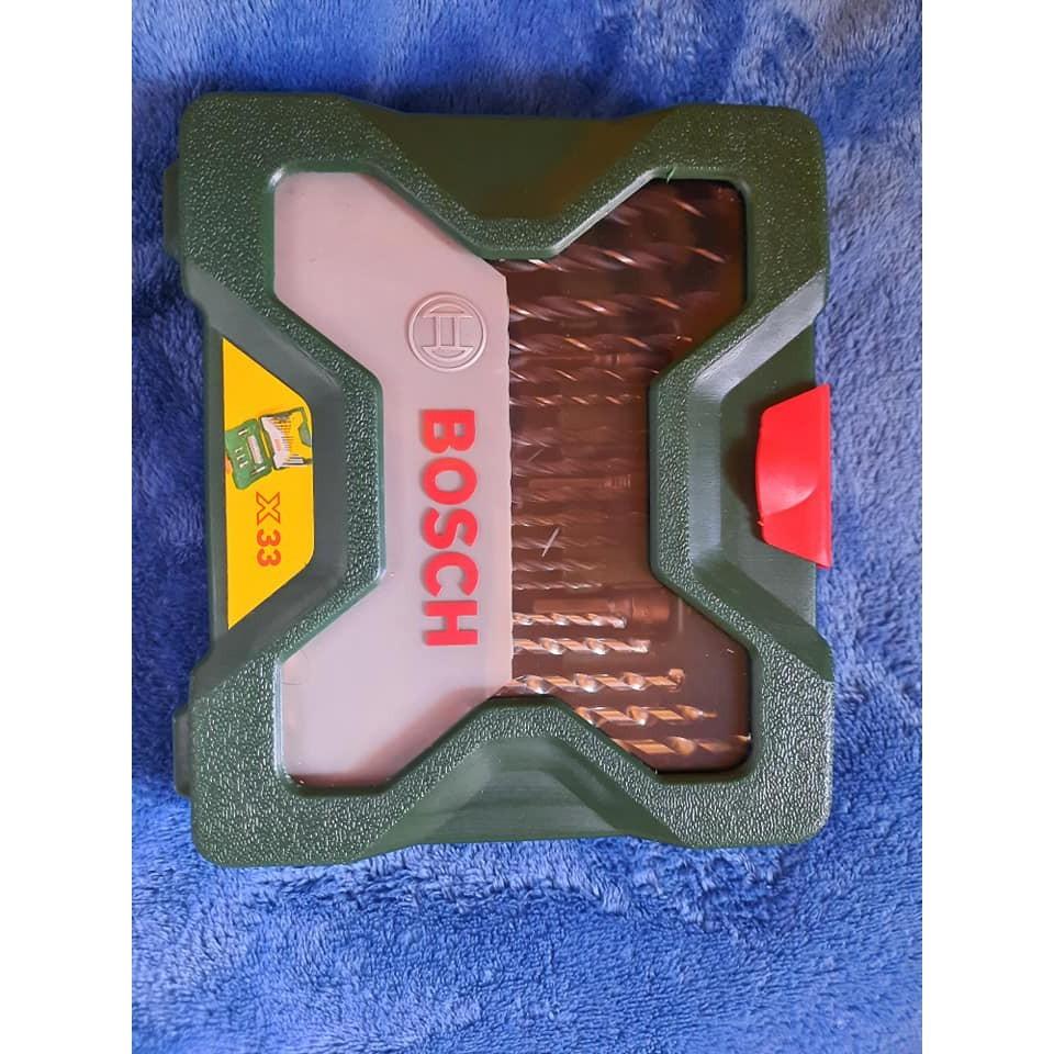 Bosch Drill Bit Set & Accessories 33 pcs (Category: Construction Tools & Equipment) located in Quezon City. Submitted by mrsincognito (Listing ID 1135466536, Image 2). Description: 33-piece X-Line set 7 HSS-R metal drill bits, diameter 2-5 mm; 5 TC masonry drill bits, diameter 4-8 mm; 6 wood drill bits, diameter 3-8 mm; 10 screwdriver bits L = 25 mm, PH 1/2/3, PZ 1/2, SL 4/6/7, T 20/25; 3 nutsetters for hex screws 7/8/10 mm; Magnetic universal ho