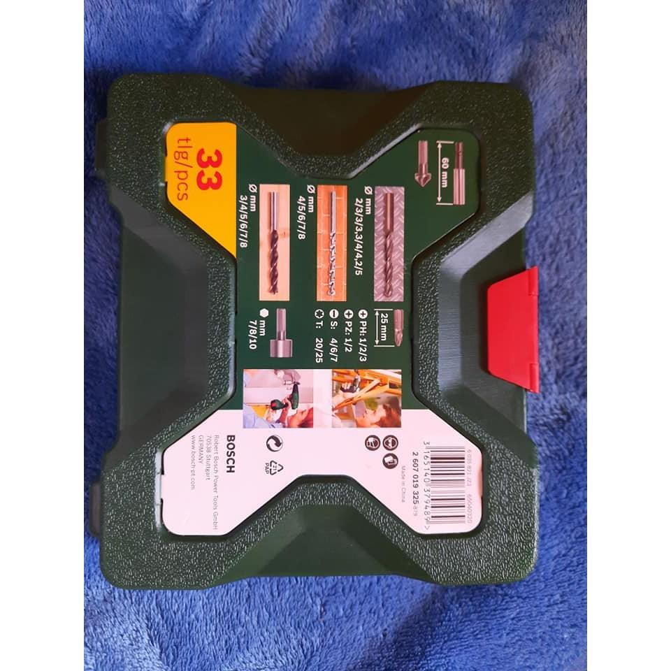 Bosch Drill Bit Set & Accessories 33 pcs (Category: Construction Tools & Equipment) located in Quezon City. Submitted by mrsincognito (Listing ID 1135466536, Image 3). Description: 33-piece X-Line set 7 HSS-R metal drill bits, diameter 2-5 mm; 5 TC masonry drill bits, diameter 4-8 mm; 6 wood drill bits, diameter 3-8 mm; 10 screwdriver bits L = 25 mm, PH 1/2/3, PZ 1/2, SL 4/6/7, T 20/25; 3 nutsetters for hex screws 7/8/10 mm; Magnetic universal ho