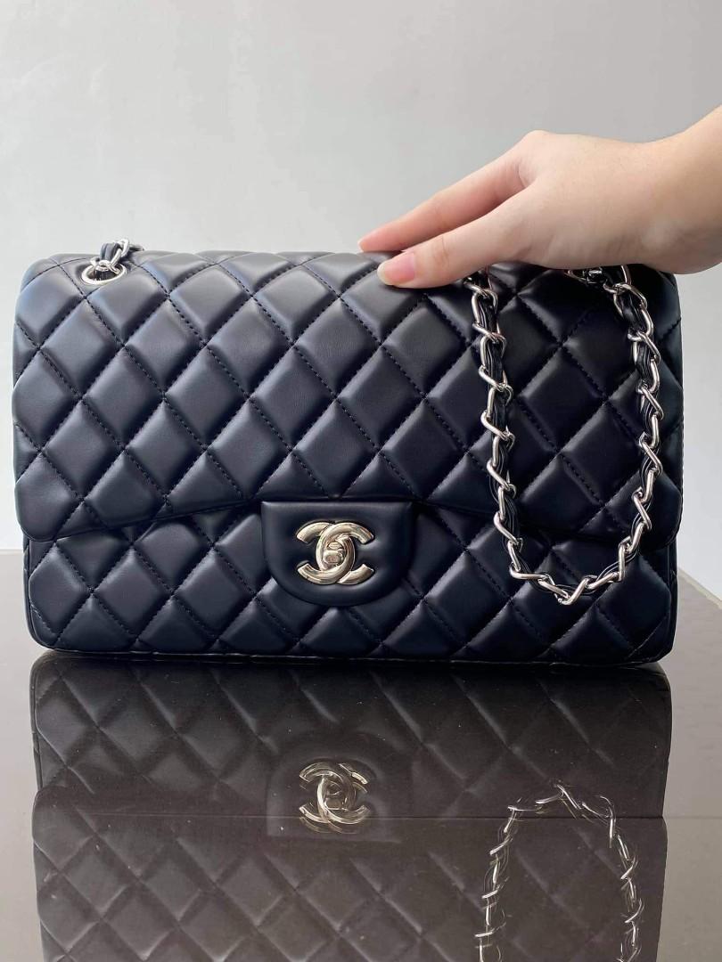 Chanel Classic Black Quilted Caviar Medium Double Flap Bag  Luxury Reborn