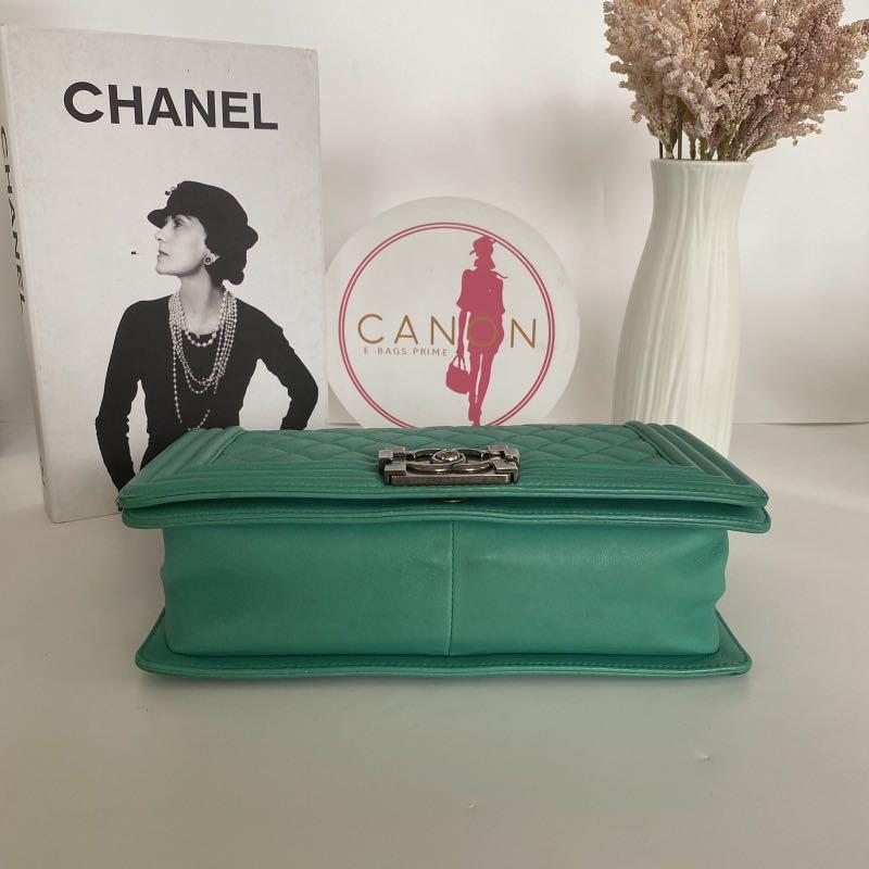 Chanel Le Boy New Medium Aquamarine Green Calfskin Ruthenium