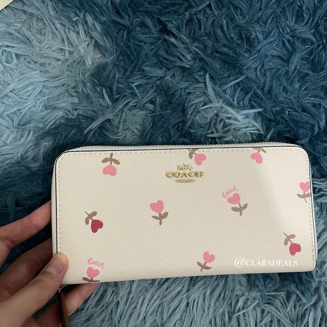 accordion zip wallet with heart floral print