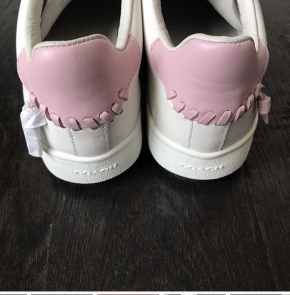 Coach C101 low top sneaker white petal leather ladies 38 Luxury