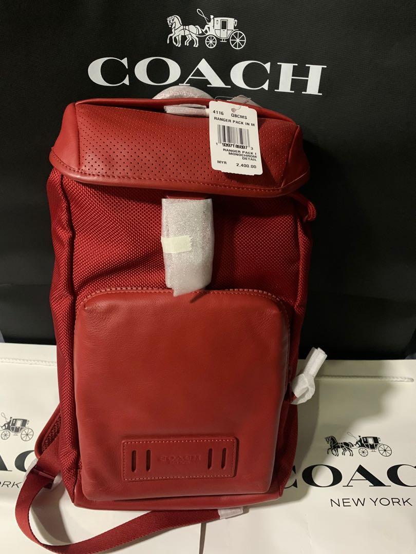 Coach ranger online backpack red
