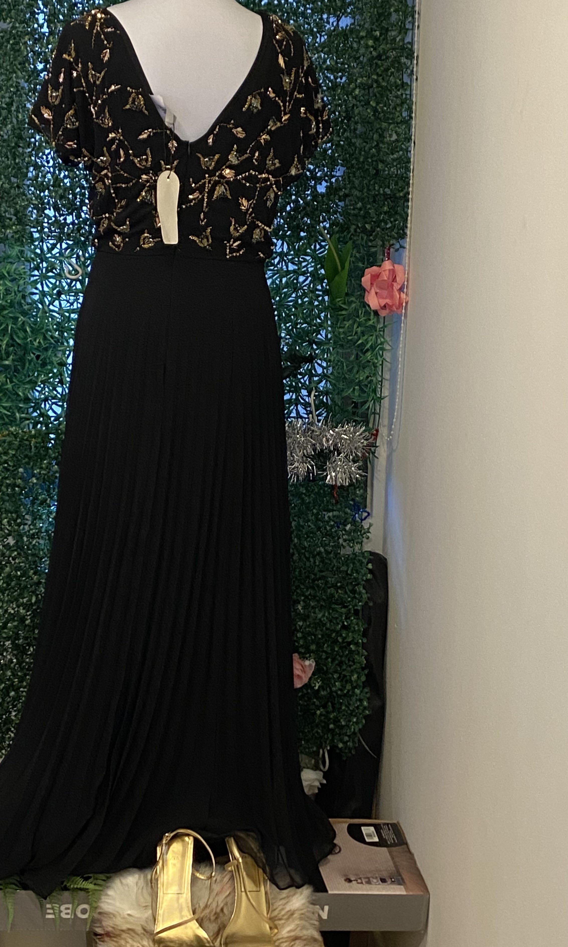 Coast fashion Black pleated dress with gold mesh. Lovely and