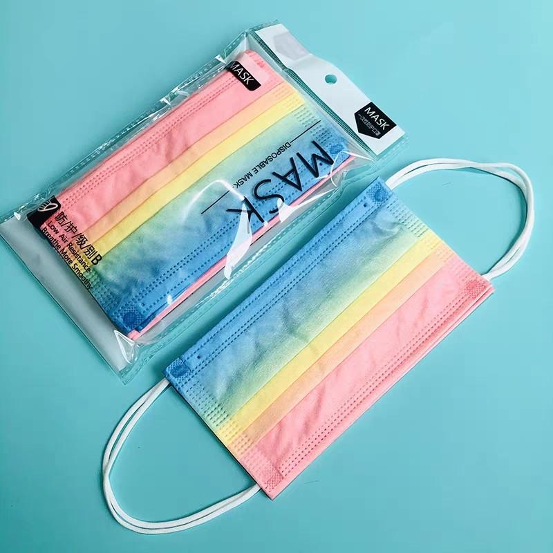 Colourful Ombre 3Ply Disposable Rainbow Masks, Health & Nutrition