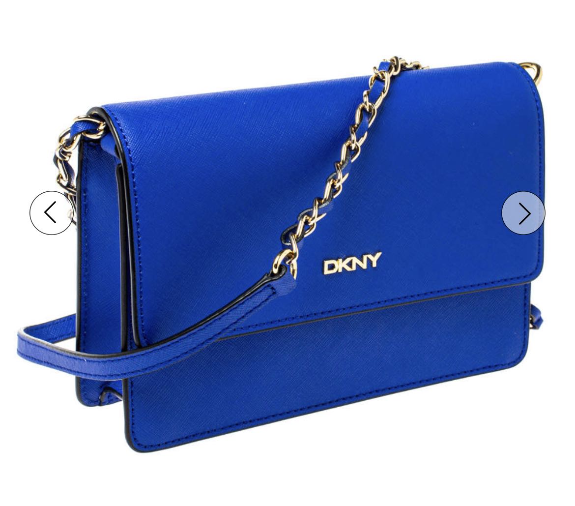 DKNY Blue Saffiano Leather Bryant Park Flap Shoulder Bag Dkny
