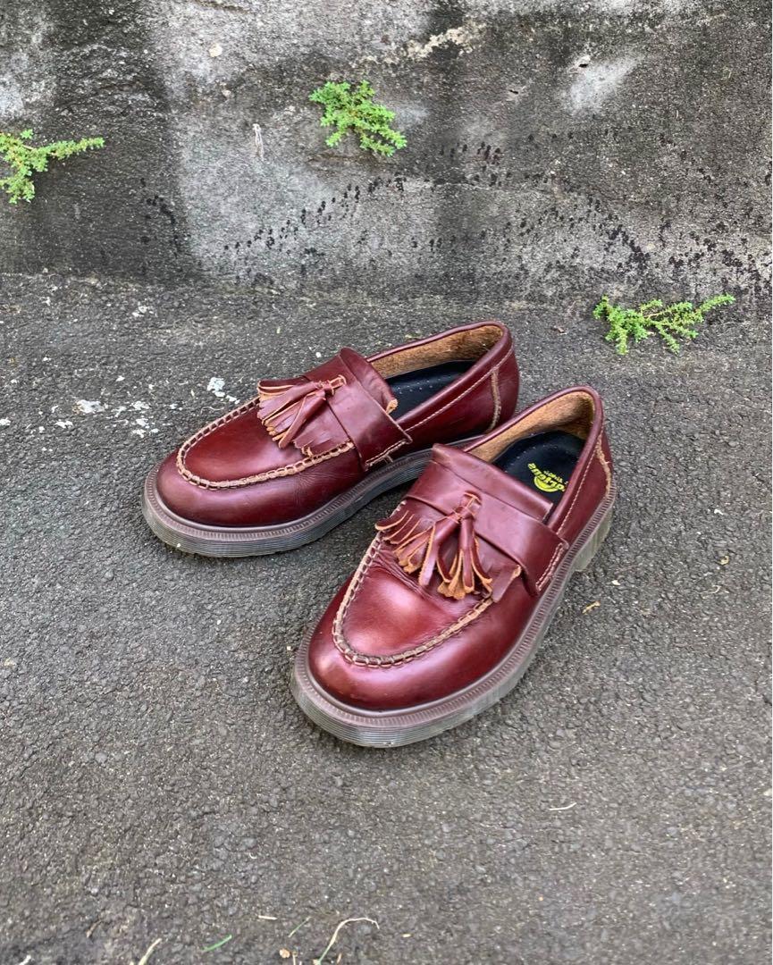 Dr Martens Adrian Tassel Leroy Red Vintage Cherry size 4uk(37-38) MIT,  Fesyen Wanita, Sepatu di Carousell