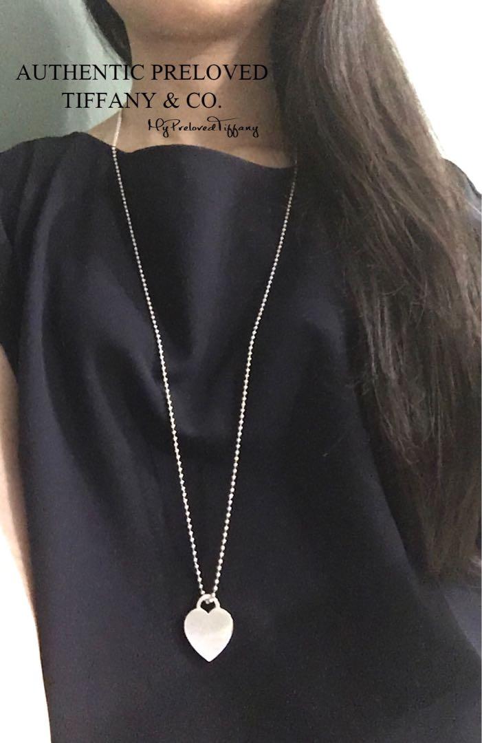 Tiffany long cheap chain heart necklace