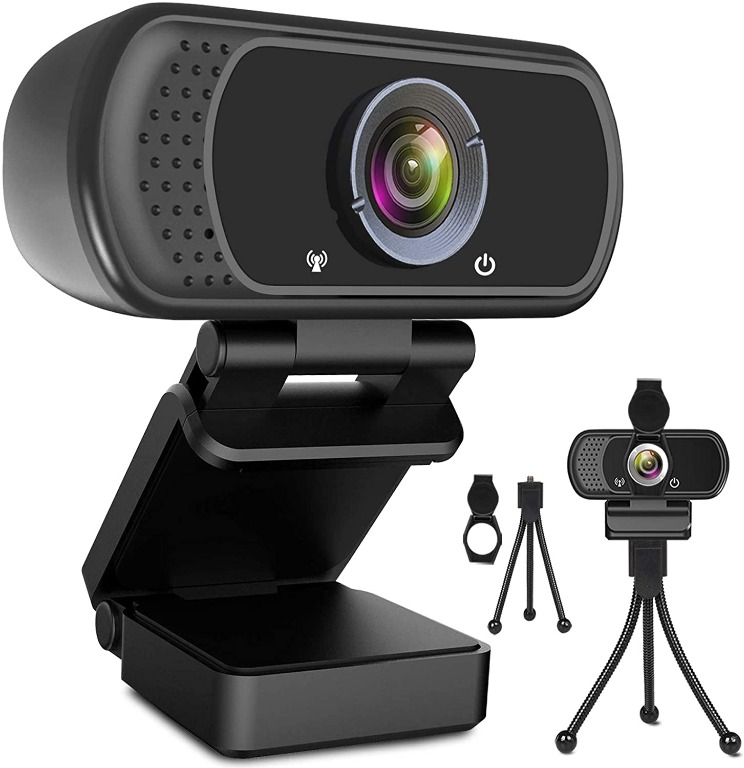 Chatting QWER Webcam avec Microphone Autofocus Web Cam HD 1080p USB Web Camera for Mac Recording Live Streaming Pc Video Conference 