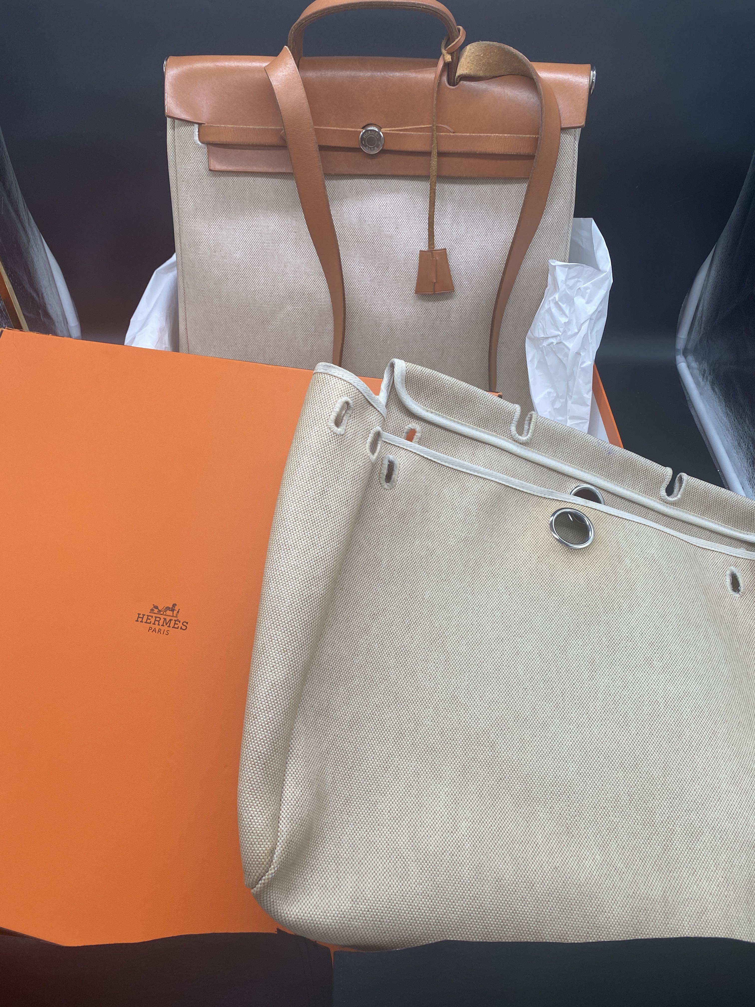 HERMES herbag (Category: Luxury Bags & Wallets) located in Manila. Submitted by davidspreowned (Listing ID 1131972807, Image 1). Description: HERMES HERBAG GM SIZE WITH EXTRA CANVAS MM SIZE NO LOCK,WITH KEYS NEEDS BAG SPA FOR CLEANING NO FLAWS SIGNS OF USAGE VISIBLE BUT TOLERABLE Inclusion Dustbag replacement only .