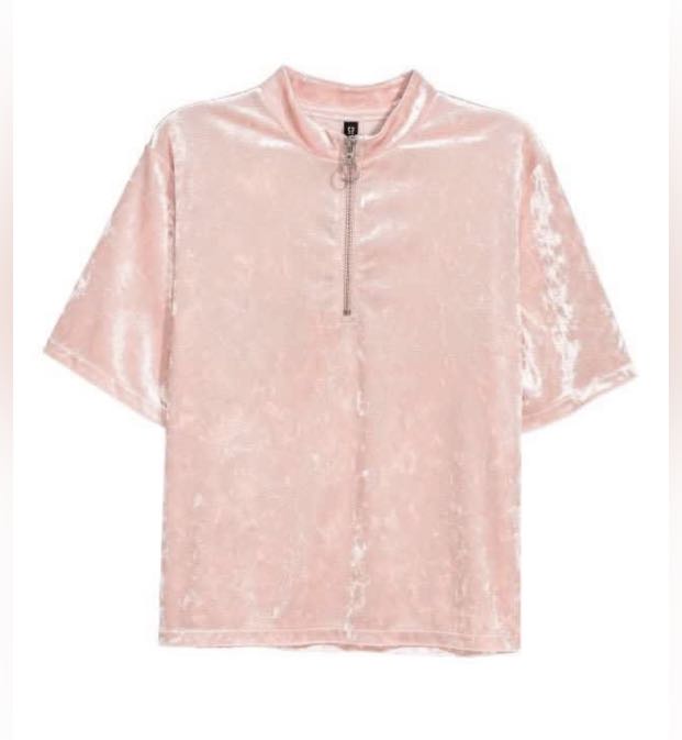 H\u0026M PINK VELVET TOP, Fesyen Wanita 
