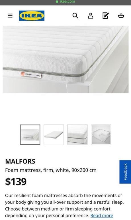 IKEA Single Mattress MAlFORS 90X200, Furniture & Home Living, Furniture ...
