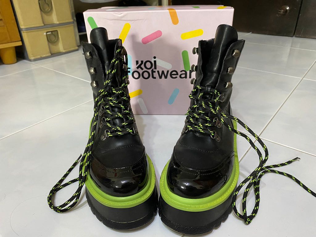 Koi Footwear Hydra Neon Matrix Platform Boots, Women's Fashion