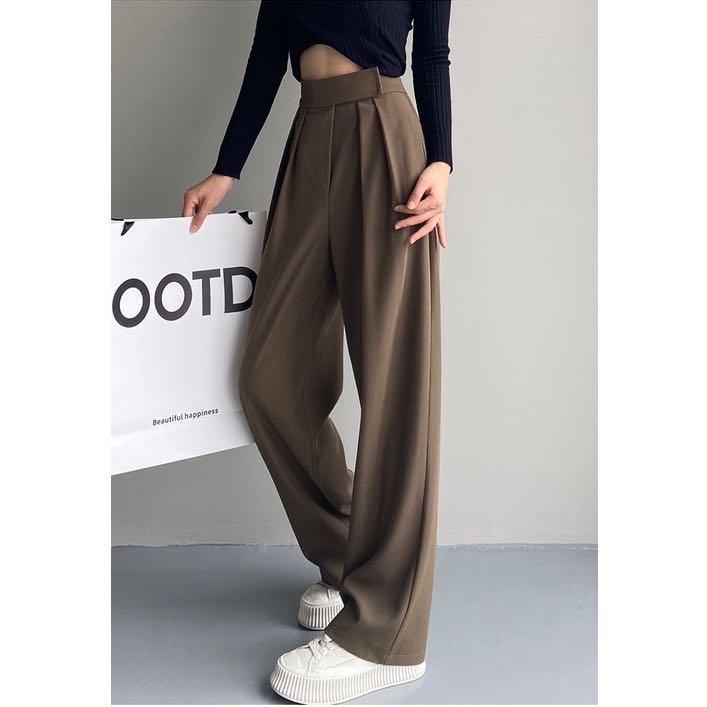 Korean fashion casual high waisted trendy loose wide leg long pants,  culottes , straight cut, flare, summer, crop top, Women's Fashion, Bottoms,  Other Bottoms on Carousell