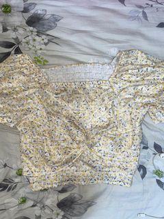 KR INS BN Yellow Floral Petals Top Stretchable